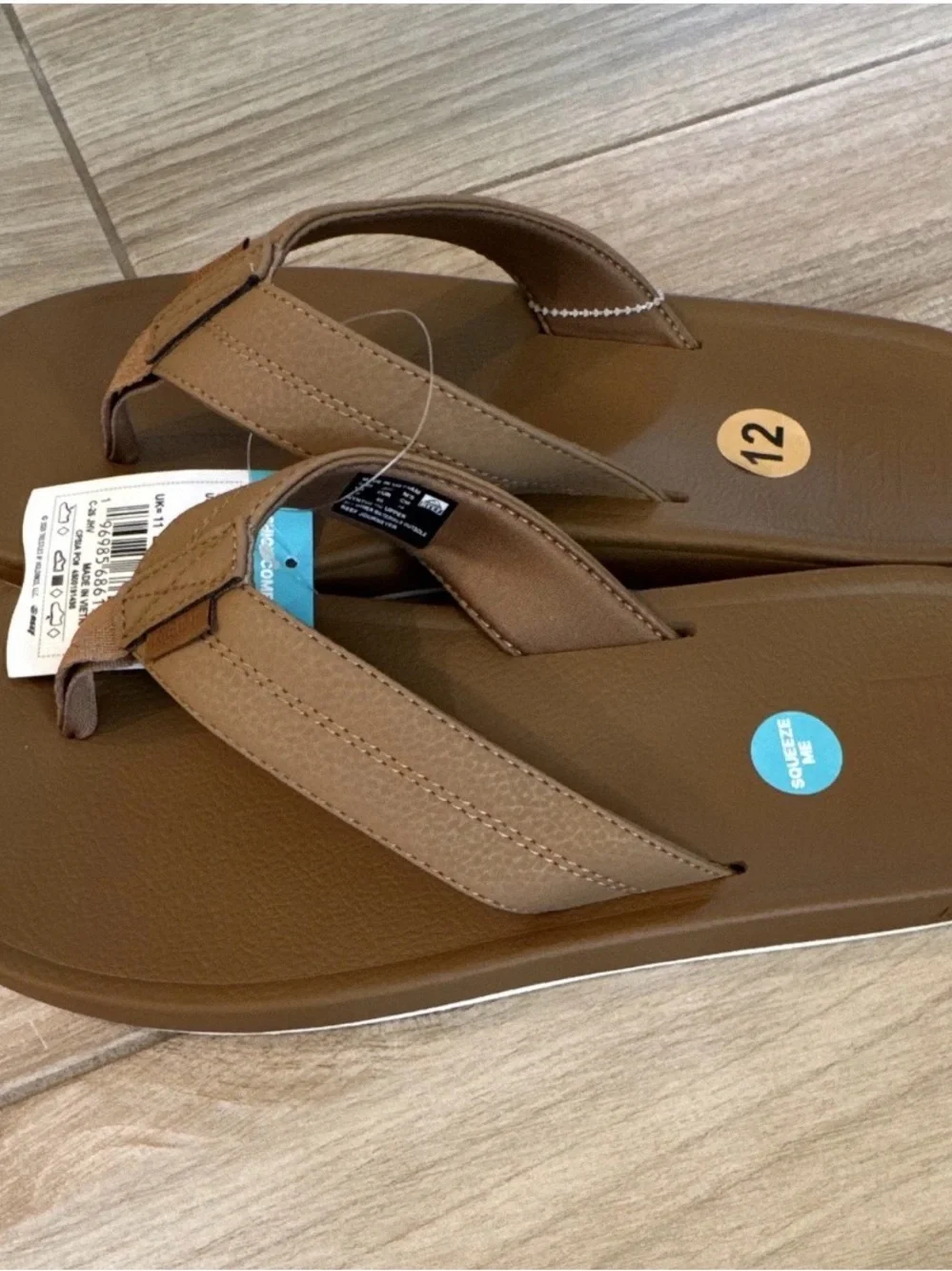 Reef Journeyer Cushioned Comfort Flip Flop Sandals Brown Logo Men US 12